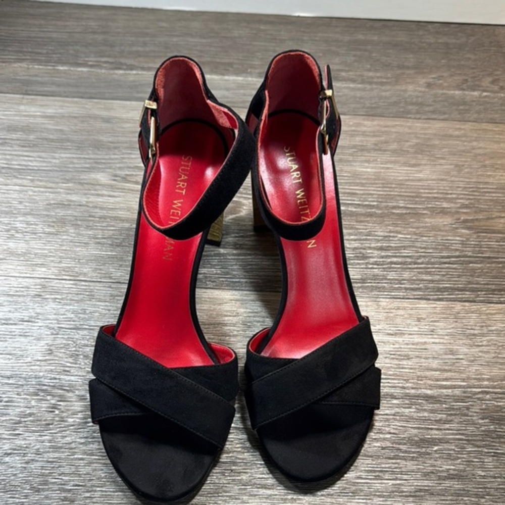 Stuart Weitzman Black Heels with Red Insole woman’s 9 (b158)